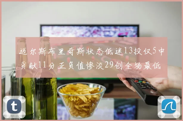 迈尔斯布里奇斯状态低迷13投仅5中贡献11分正负值惨淡29创全场最低纪录